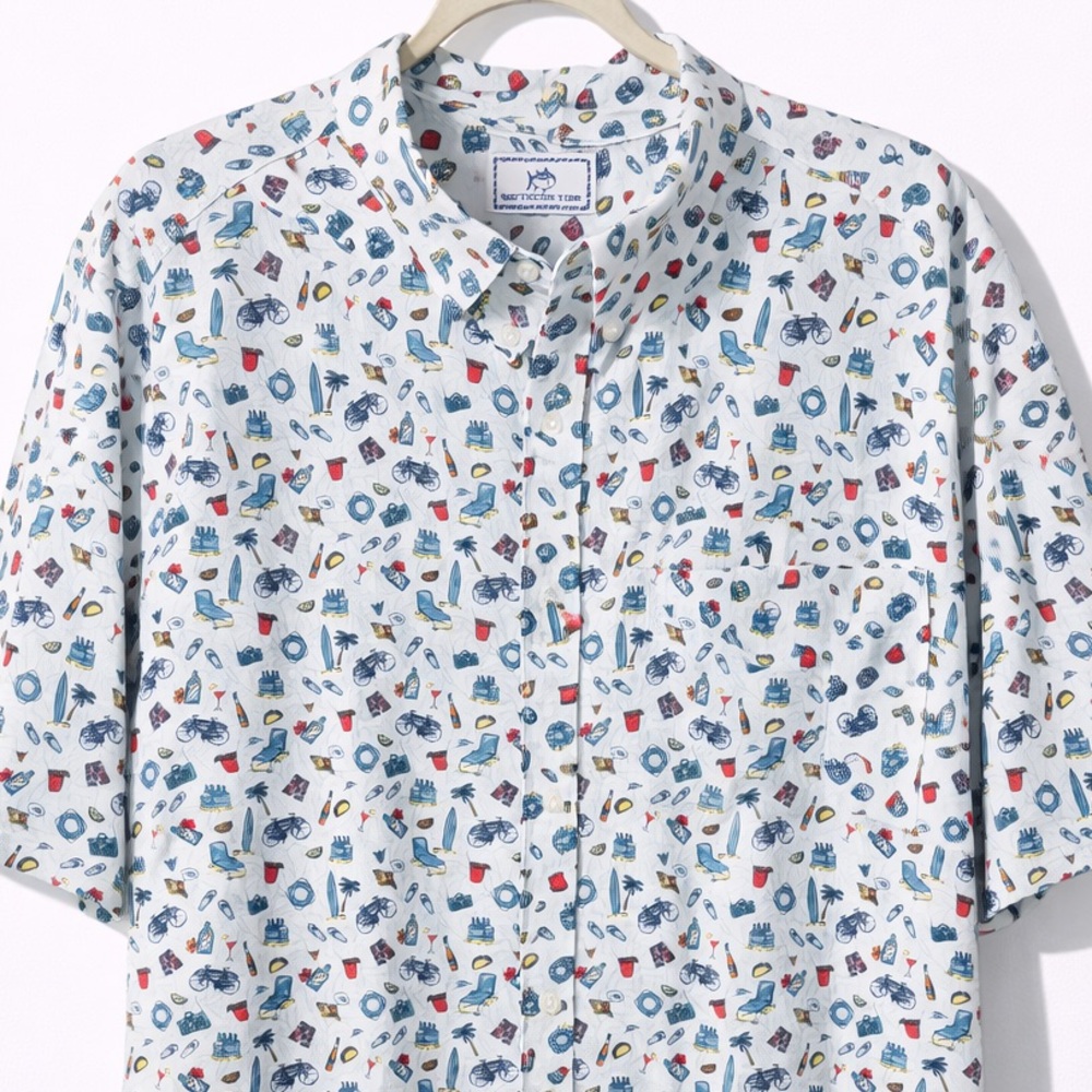 Southern Tide Intercoastal Button Down Shirt – XXL – Men’s Fun Beach Print